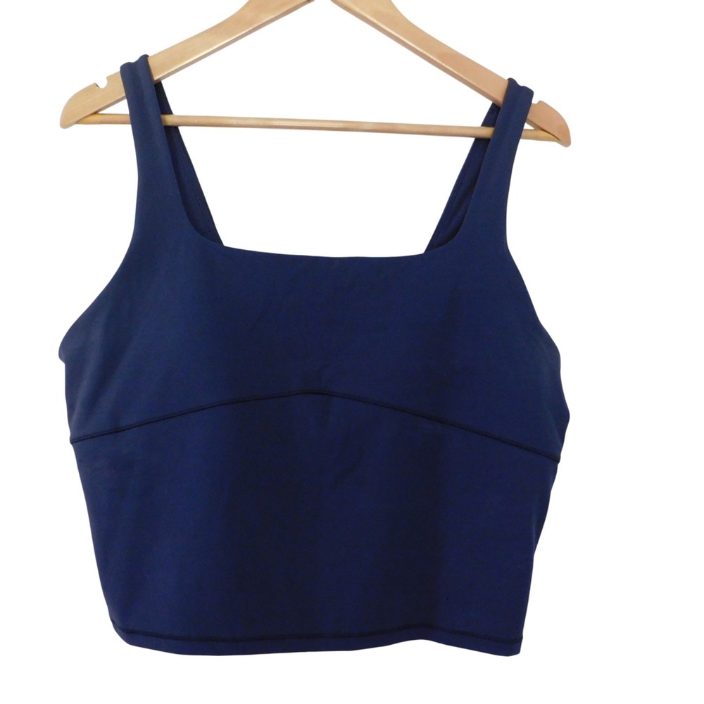 Vuori Tank Top Womens XL Blue Scoop Neck Cropped Stretch Athletic Workout